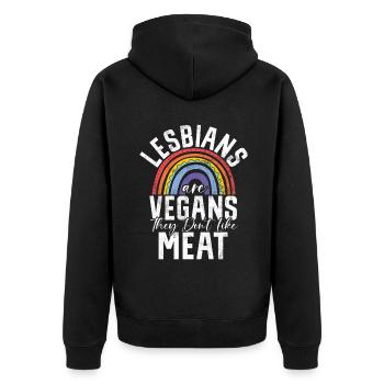 Lesbian Gifts - Unisex Premium Bio Zip Hoodie - Schwarz - Hinten - Nico (187cm)
