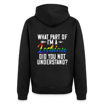 Lesbian Gifts - Unisex Premium Bio Zip Hoodie - Schwarz - Hinten - Nico (187cm)