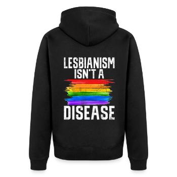 Lesbian Gifts - Unisex Premium Bio Zip Hoodie - Schwarz - Hinten - Nico (187cm)