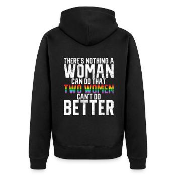 Lesbian Gifts - Unisex Premium Bio Zip Hoodie - Schwarz - Hinten - Nico (187cm)