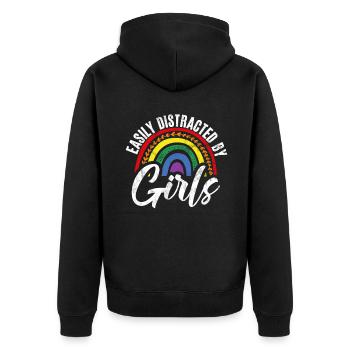 Lesbian Gifts - Unisex Premium Bio Zip Hoodie - Schwarz - Hinten - Nico (187cm)