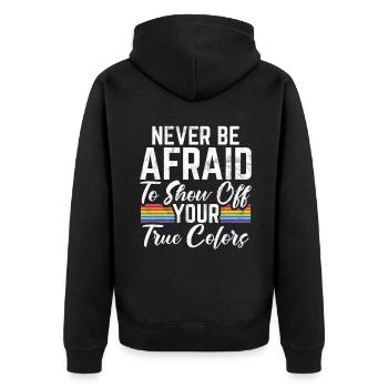 Lesbian Gifts - Unisex Premium Bio Zip Hoodie - Schwarz - Hinten - Nico (187cm)