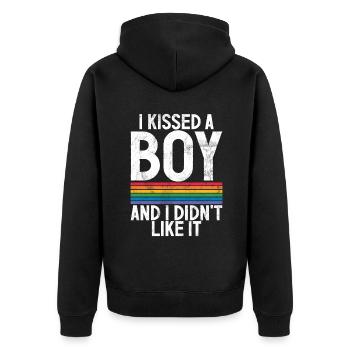 Lesbian Gifts - Unisex Premium Bio Zip Hoodie - Schwarz - Hinten - Nico (187cm)
