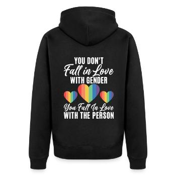Lesbian Gifts - Unisex Premium Bio Zip Hoodie - Schwarz - Hinten - Nico (187cm)