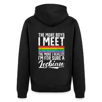 Lesbian Gifts - Unisex Premium Bio Zip Hoodie - Schwarz - Hinten - Nico (187cm)