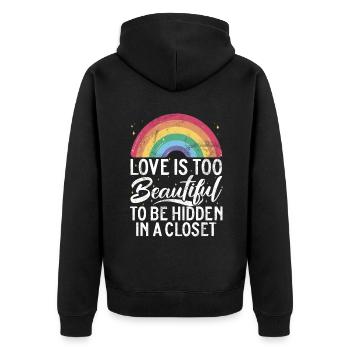 Lesbian Gifts - Unisex Premium Bio Zip Hoodie - Schwarz - Hinten - Nico (187cm)