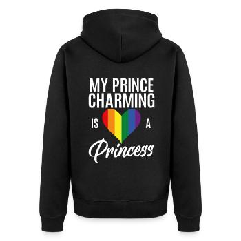 Lesbian Gifts - Unisex Premium Bio Zip Hoodie - Schwarz - Hinten - Nico (187cm)
