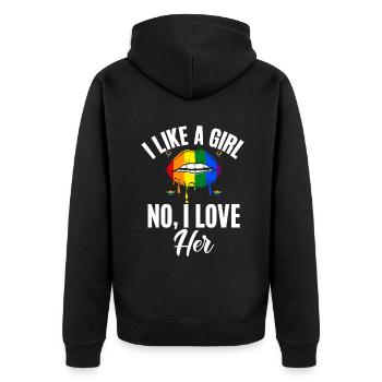 Lesbian Gifts - Unisex Premium Organic Zip Hoodie - black - Back - Nico (187cm)