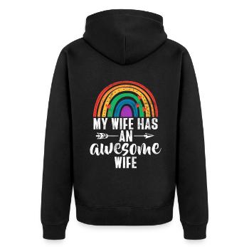 Lesbian Gifts - Unisex Premium Bio Zip Hoodie - Schwarz - Hinten - Nico (187cm)