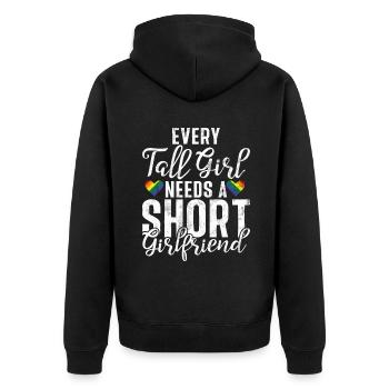 Lesbian Gifts - Unisex Premium Bio Zip Hoodie - Schwarz - Hinten - Nico (187cm)