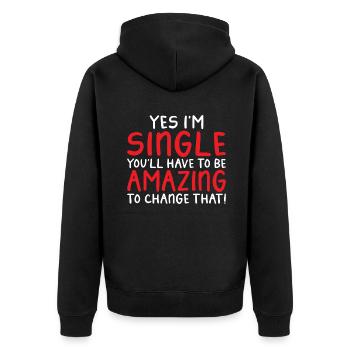 Single Gift - Unisex Premium Organic Zip Hoodie - black - Back - Nico (187cm)