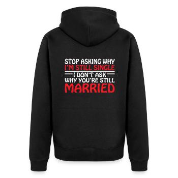 Single Gift - Unisex Premium Organic Zip Hoodie - black - Back - Nico (187cm)