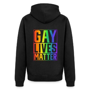 Gay Gifts - Unisex Premium Bio Zip Hoodie - Schwarz - Hinten - Nico (187cm)