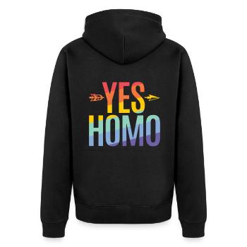 Gay Gifts - Unisex Premium Bio Zip Hoodie - Schwarz - Hinten - Nico (187cm)