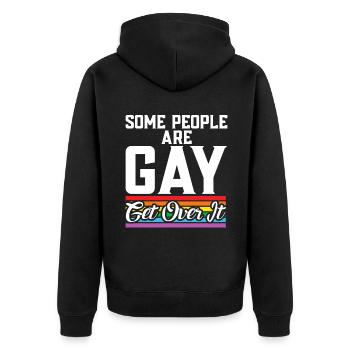 Gay Gifts - Unisex Premium Bio Zip Hoodie - Schwarz - Hinten - Nico (187cm)