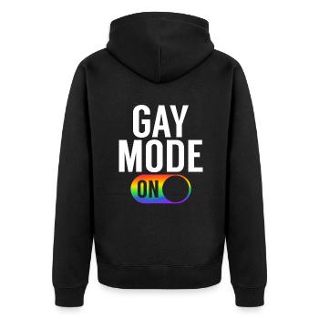 Gay Gifts - Unisex Premium Bio Zip Hoodie - Schwarz - Hinten - Nico (187cm)