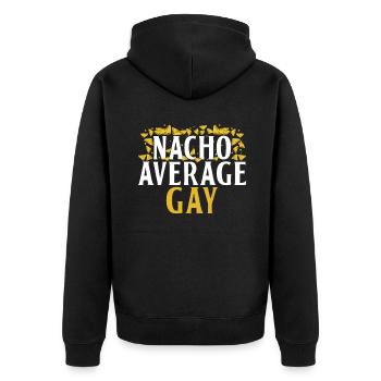 Gay Gifts - Unisex Premium Bio Zip Hoodie - Schwarz - Hinten - Nico (187cm)