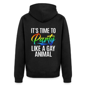 Gay Gifts - Unisex Premium Bio Zip Hoodie - Schwarz - Hinten - Nico (187cm)