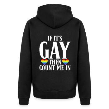 Gay Gifts - Unisex Premium Bio Zip Hoodie - Schwarz - Hinten - Nico (187cm)