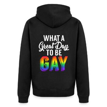 Cadeaux gays - Veste à capuche bio Premium Unisexe - noir - Dos - Nico (187cm)