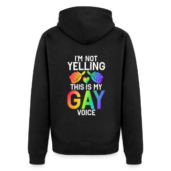 Gay Gifts - Unisex Premium Bio Zip Hoodie - Schwarz - Hinten - Nico (187cm)