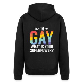 Cadeaux gays - Veste à capuche bio Premium Unisexe - noir - Dos - Nico (187cm)
