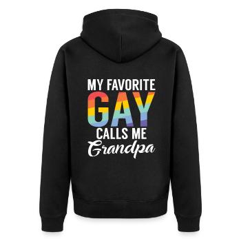 Cadeaux gays - Veste à capuche bio Premium Unisexe - noir - Dos - Nico (187cm)