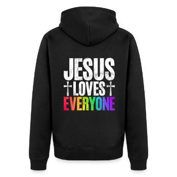 Gay Gifts - Unisex Premium Bio Zip Hoodie - Schwarz - Hinten - Nico (187cm)