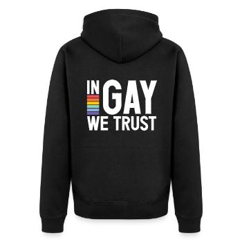 Gay Gifts - Unisex Premium Bio Zip Hoodie - Schwarz - Hinten - Nico (187cm)