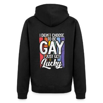 Gay Gifts - Unisex Premium Bio Zip Hoodie - Schwarz - Hinten - Nico (187cm)