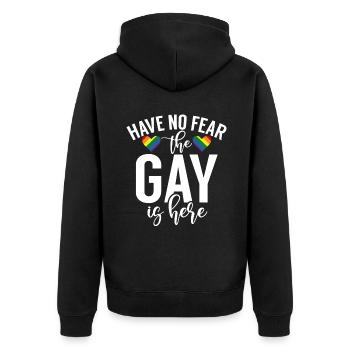 Gay Gifts - Unisex Premium Bio Zip Hoodie - Schwarz - Hinten - Nico (187cm)