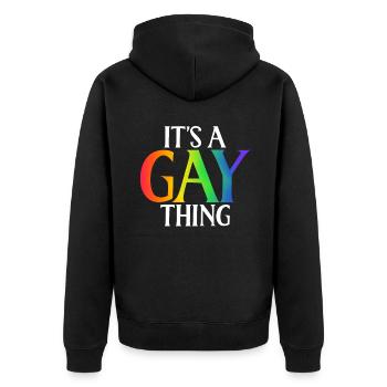Cadeaux gays - Veste à capuche bio Premium Unisexe - noir - Dos - Nico (187cm)
