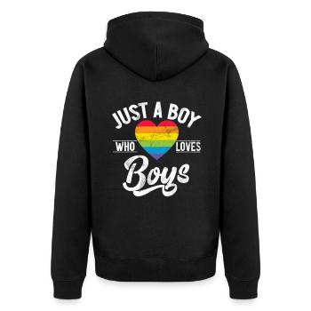 Gay Gifts - Unisex Premium Bio Zip Hoodie - Schwarz - Hinten - Nico (187cm)