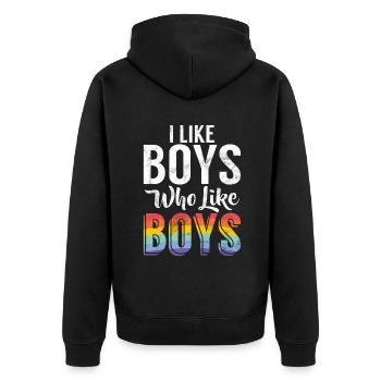 Gay Gifts - Unisex Premium Bio Zip Hoodie - Schwarz - Hinten - Nico (187cm)