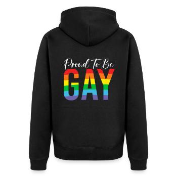 Gay Gifts - Unisex Premium Bio Zip Hoodie - Schwarz - Hinten - Nico (187cm)