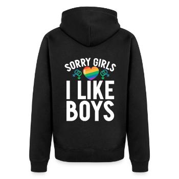 Gay Gifts - Unisex Premium Bio Zip Hoodie - Schwarz - Hinten - Nico (187cm)