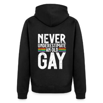 Gay Gifts - Unisex Premium Bio Zip Hoodie - Schwarz - Hinten - Nico (187cm)