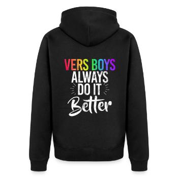 Gay Gifts - Unisex Premium Bio Zip Hoodie - Schwarz - Hinten - Nico (187cm)