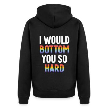 Gay Gifts - Unisex Premium Bio Zip Hoodie - Schwarz - Hinten - Nico (187cm)