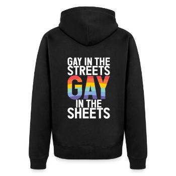 Cadeaux gays - Veste à capuche bio Premium Unisexe - noir - Dos - Nico (187cm)