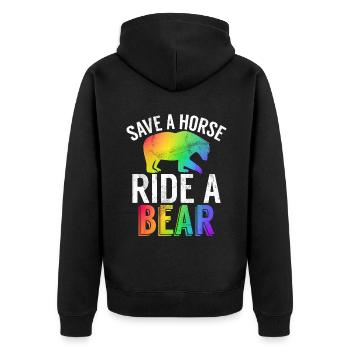 Cadeaux gays - Veste à capuche bio Premium Unisexe - noir - Dos - Nico (187cm)
