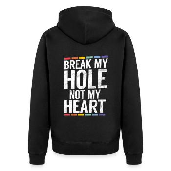 Gay Gifts - Unisex Premium Bio Zip Hoodie - Schwarz - Hinten - Nico (187cm)