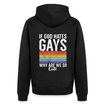 Cadeaux gays - Veste à capuche bio Premium Unisexe - noir - Dos - Nico (187cm)