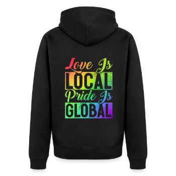 Gay Gifts - Unisex Premium Bio Zip Hoodie - Schwarz - Hinten - Nico (187cm)