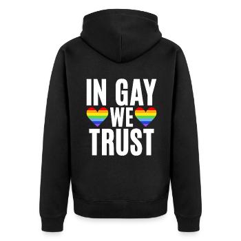 Gay Gifts - Unisex Premium Bio Zip Hoodie - Schwarz - Hinten - Nico (187cm)