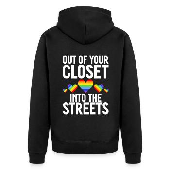 Cadeaux gays - Veste à capuche bio Premium Unisexe - noir - Dos - Nico (187cm)
