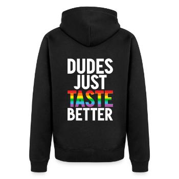 Cadeaux gays - Veste à capuche bio Premium Unisexe - noir - Dos - Nico (187cm)