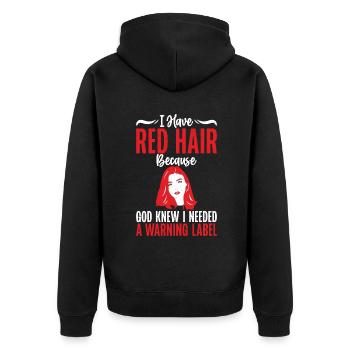 Redhead Gifts - Unisex Premium Bio Zip Hoodie - Schwarz - Hinten - Nico (187cm)