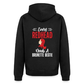 Redhead Gifts - Unisex Premium Bio Zip Hoodie - Schwarz - Hinten - Nico (187cm)