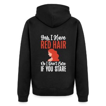 Redhead Gifts - Unisex Premium Bio Zip Hoodie - Schwarz - Hinten - Nico (187cm)
